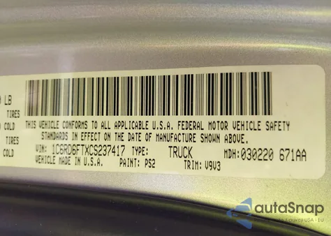 2012 Ram 1500 St z USA, uszkodzony, nr VIN 1C6RD6FTXCS237417